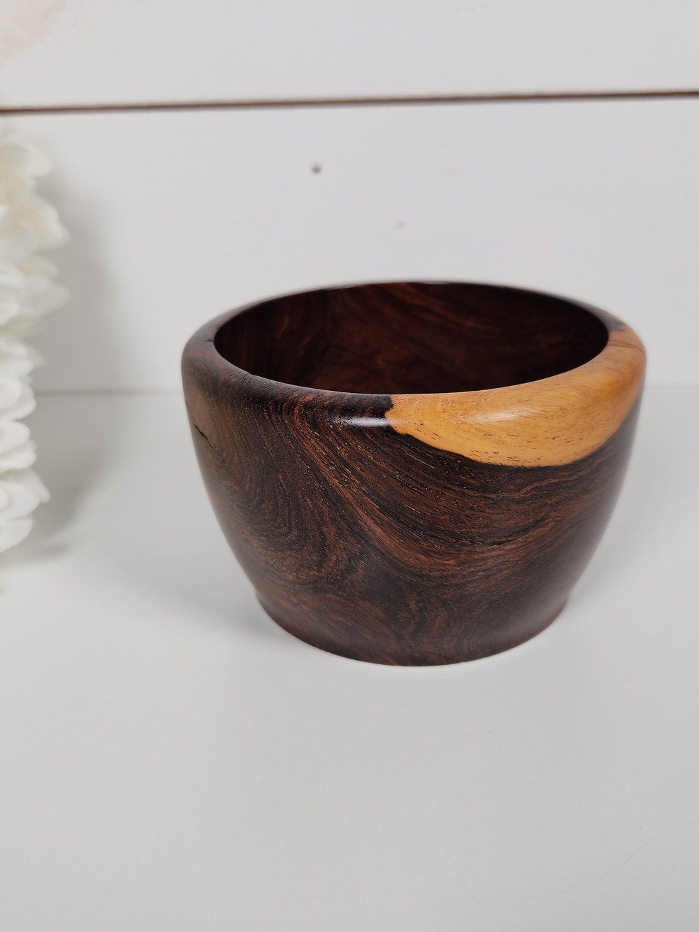 Vintage '94 Multi Colored Wood Trinket Bowl | Boho Wood Bowl | Signed Folk Art